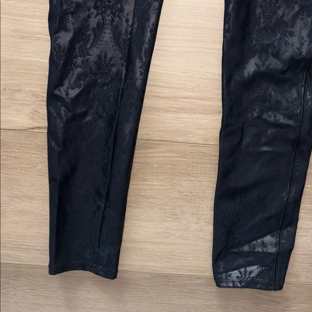 SPANX Black High-Waist Textured Faux-Leather Leggings